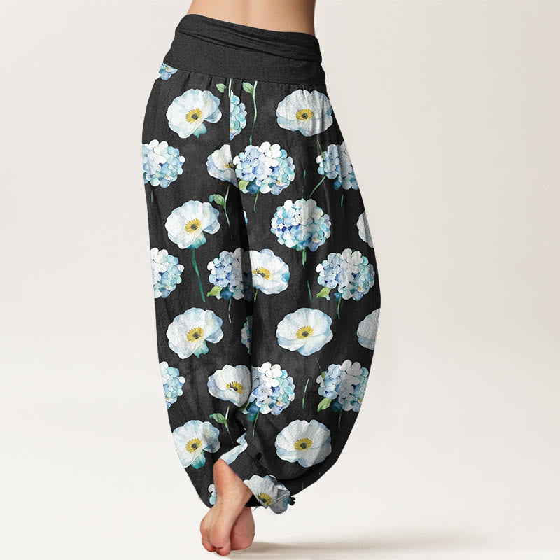 Buddha Stones Pantaloni harem da donna con elastico in vita e motivo floreale in cotone fresco ed elegante - image 6