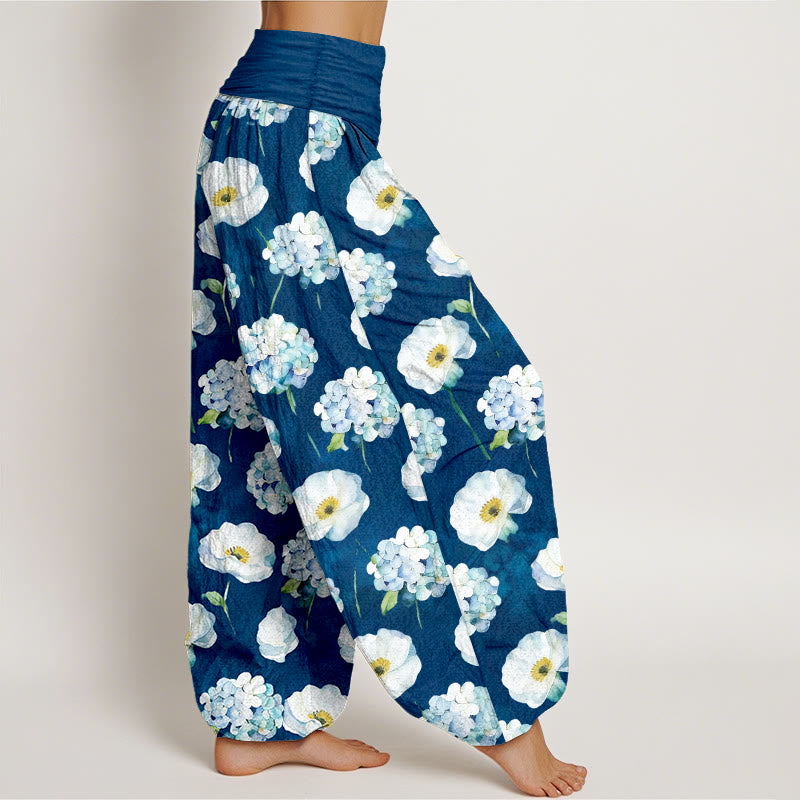 Buddha Stones Pantaloni harem da donna con elastico in vita e motivo floreale in cotone fresco ed elegante - image 10