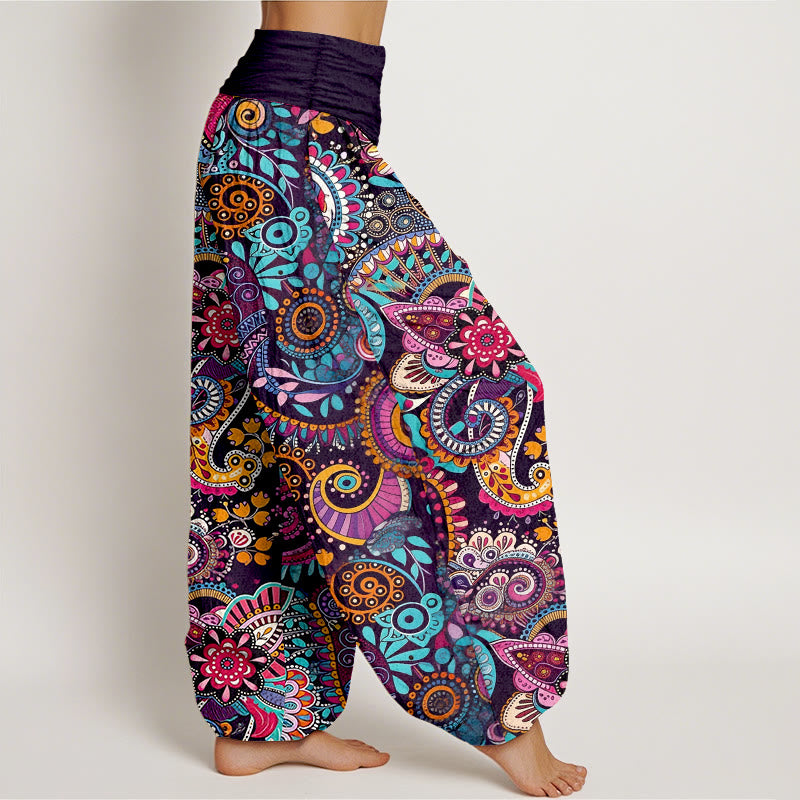 Buddha Stones Pantaloni harem da donna con elastico in vita e motivo tradizionale Paisley in cotone - image 2