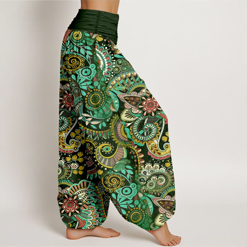Buddha Stones Pantaloni harem da donna con elastico in vita e motivo tradizionale Paisley in cotone - image 7