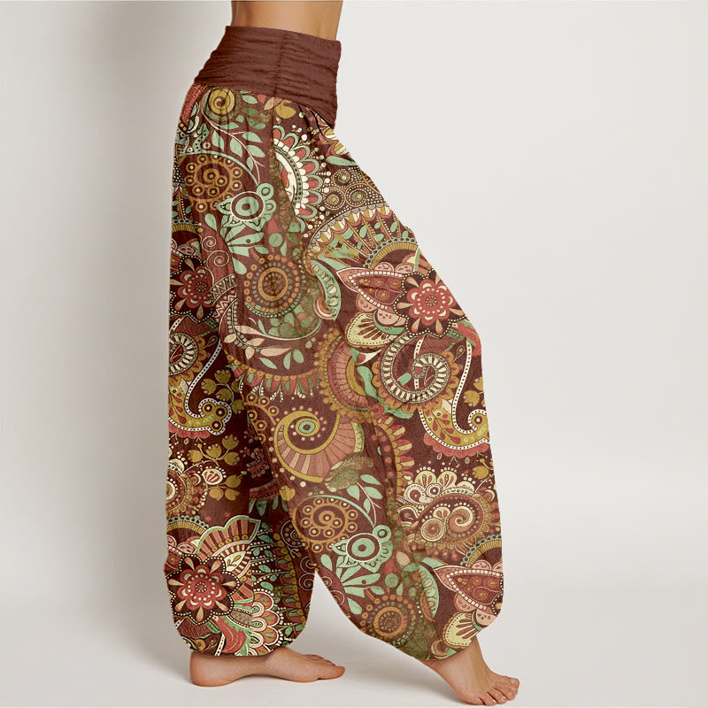 Buddha Stones Pantaloni harem da donna con elastico in vita e motivo tradizionale Paisley in cotone - image 10