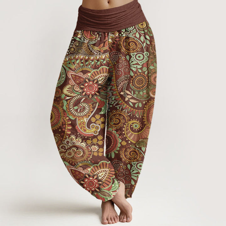 Buddha Stones Pantaloni harem da donna con elastico in vita e motivo tradizionale Paisley in cotone - Siena - US16, UK/AU20, EU48 (3XL) - image 8