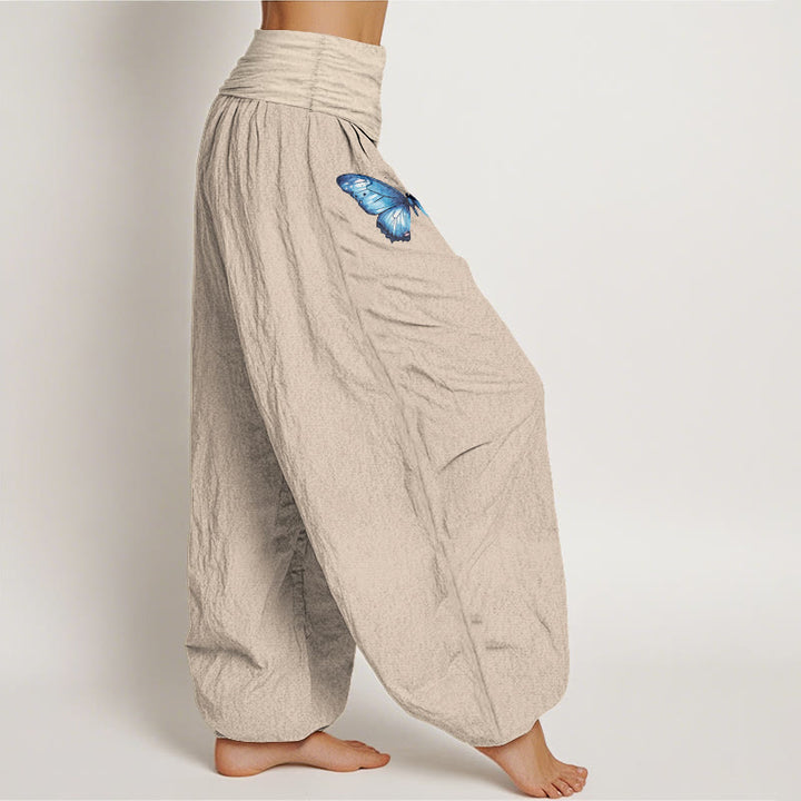 Buddha Stones Pantaloni harem da donna in puro cotone con motivo a farfalla e loto - image 13