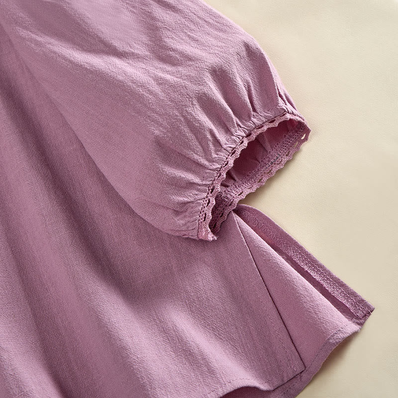 Buddha Stones Camicia da donna in cotone a maniche lunghe con scollo rotondo e bottoni a rana - image 12