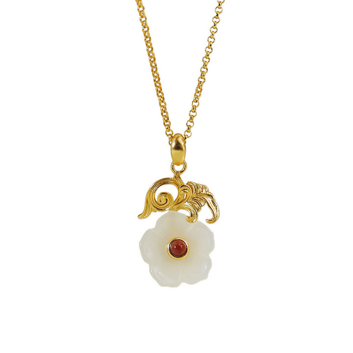 Buddha Stones Collana con ciondolo portafortuna in argento sterling 925 con fiore di giada di Hetian - image 10
