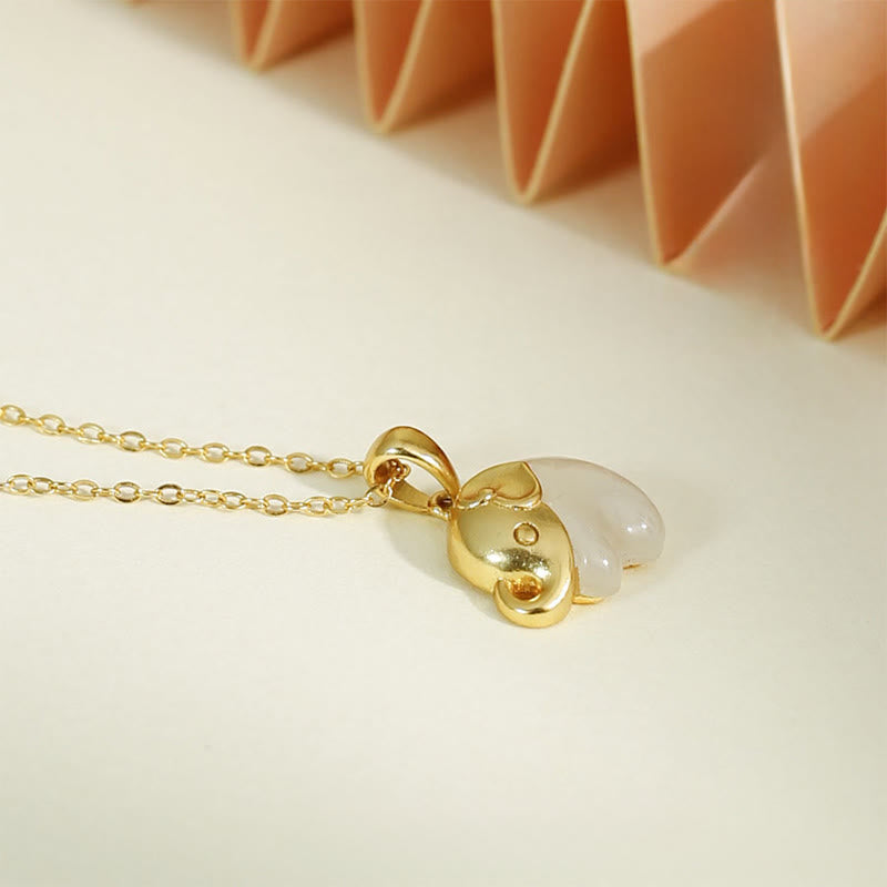 Buddha Stones Collana con ciondolo portafortuna in argento sterling 925 con giada Hetian e elefante - image 2