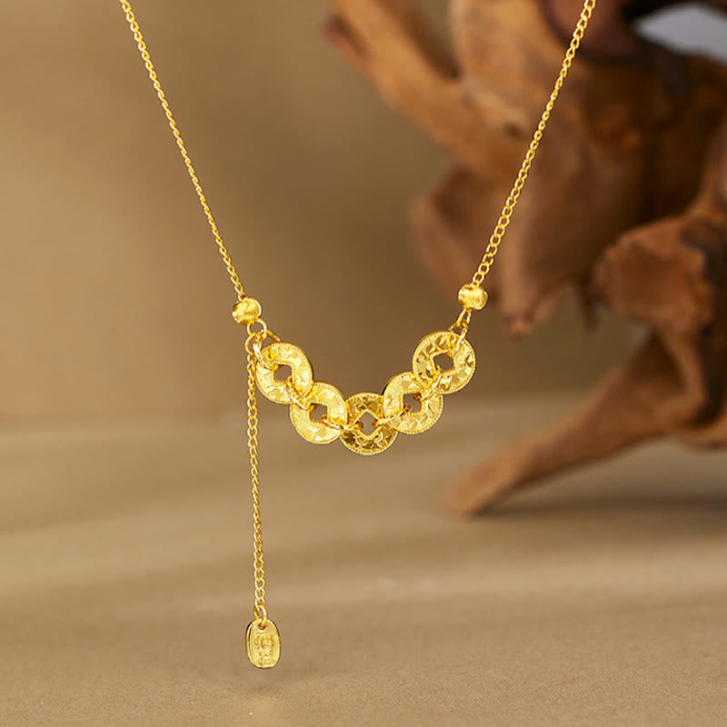 Buddha Stones Collana con ciondolo e anello di protezione in argento sterling 925 con cinque monete dell'imperatore - Collana d'oro - image 0