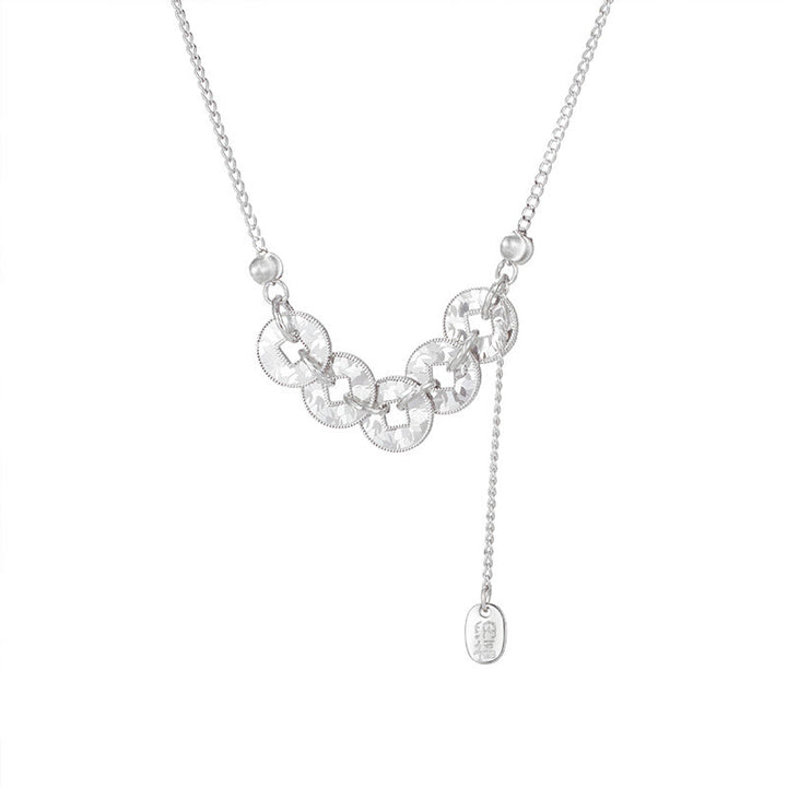 Buddha Stones Collana con ciondolo e anello di protezione in argento sterling 925 con cinque monete dell'imperatore - image 4