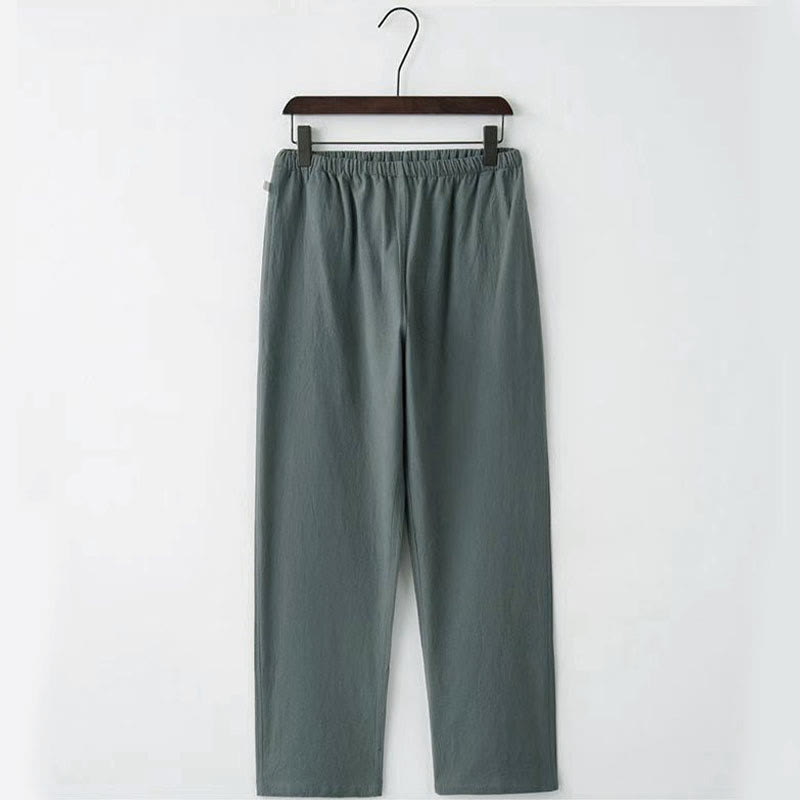 Completo da uomo in stile Tang con bottoni a rana Buddha Stones , composto da camicia a maniche lunghe e pantaloni, set completo da 2 pezzi. - image 9