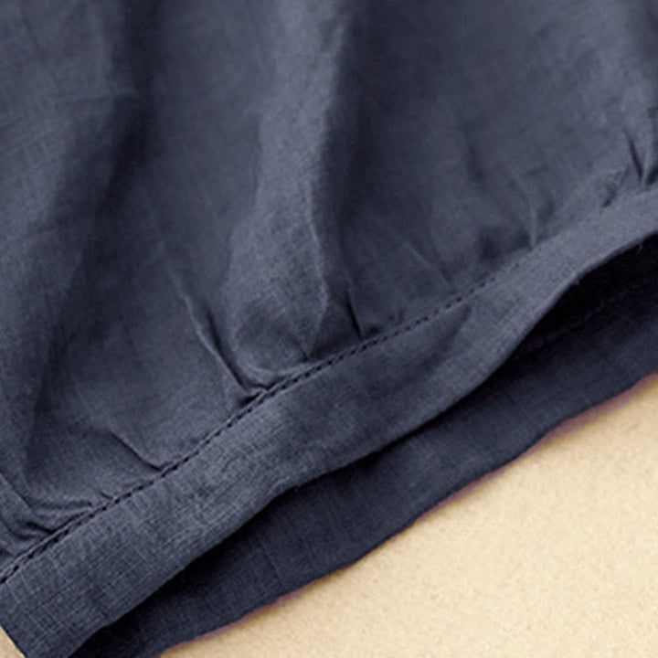 Camicia da donna con maniche a tre quarti e scollo rotondo con bottoni semplici e motivo Buddha Stones - image 5