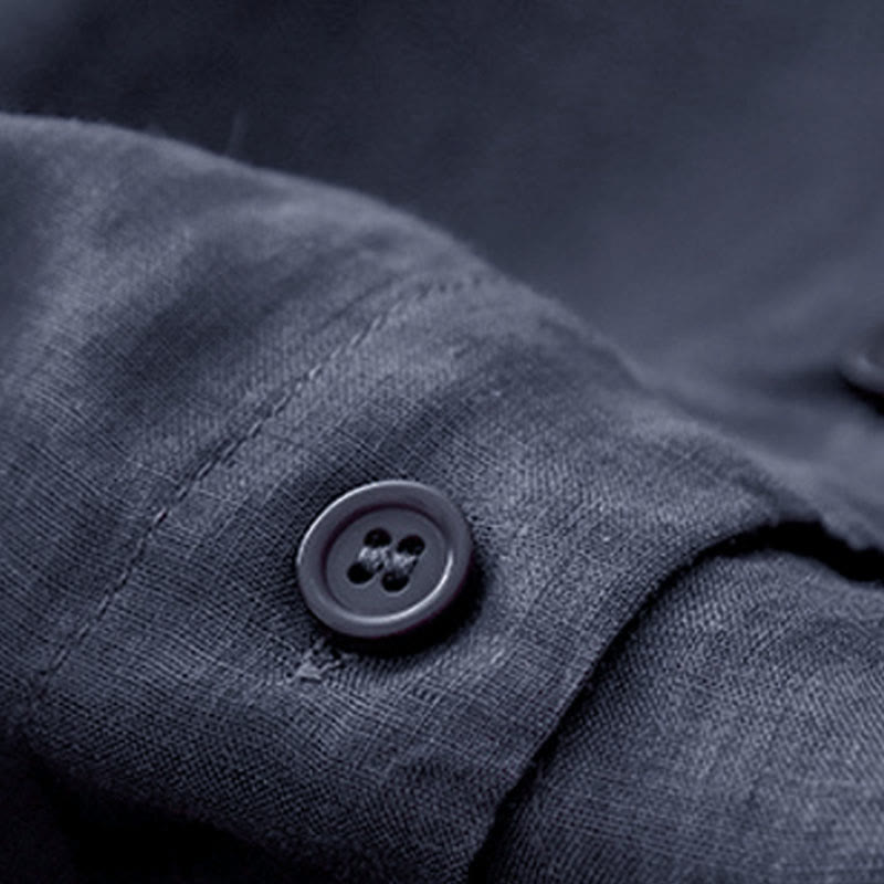 Camicia da donna con maniche a tre quarti e scollo rotondo con bottoni semplici e motivo Buddha Stones - image 4