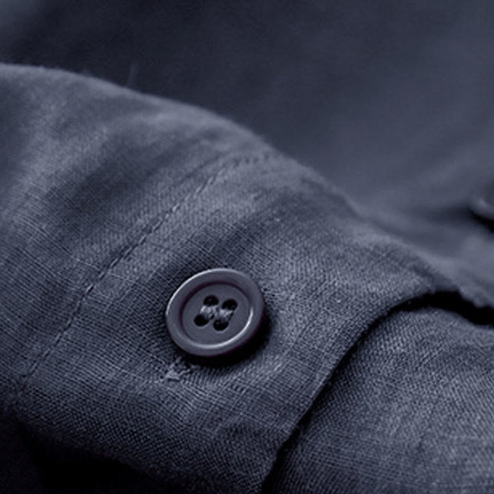 Camicia da donna con maniche a tre quarti e scollo rotondo con bottoni semplici e motivo Buddha Stones - image 4