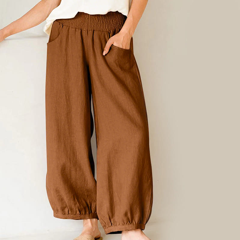 Pantaloni harem da donna in cotone tinta unita con motivo Buddha Stones tasche - Perù - US16, UK/AU20, EU48 (3XL) - image 6