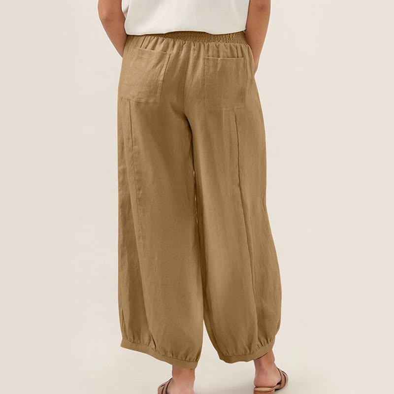 Pantaloni harem da donna in cotone tinta unita con motivo Buddha Stones tasche - image 13