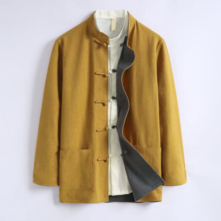 Giacca da uomo reversibile in cotone a maniche lunghe con bottoni a forma di rana, stile Buddha Stones Spring Chinese - image 1