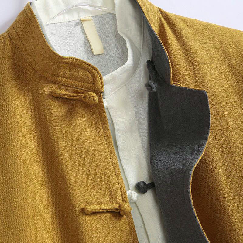 Giacca da uomo reversibile in cotone a maniche lunghe con bottoni a forma di rana, stile Buddha Stones Spring Chinese - image 2