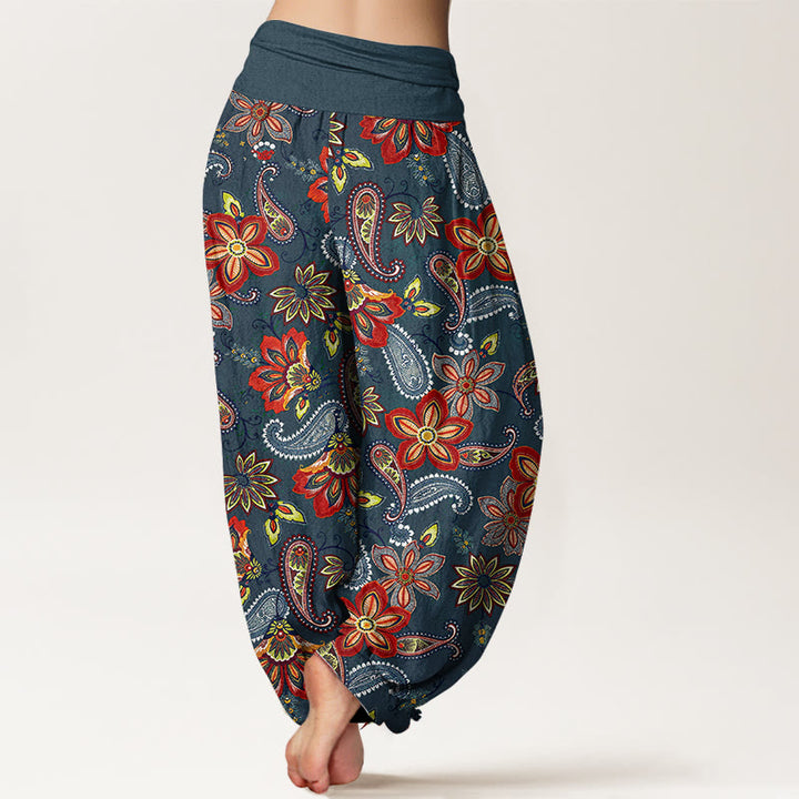 Buddha Stones Pantaloni harem da donna in puro cotone con motivo floreale Paisley e vita elastica - image 6