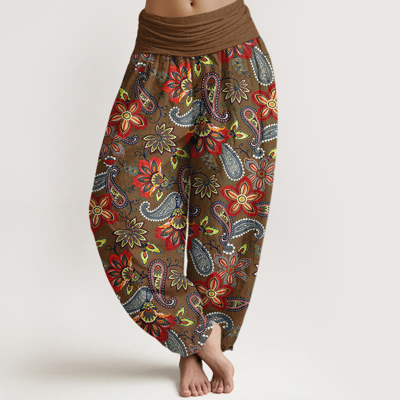 Buddha Stones Pantaloni harem da donna in puro cotone con motivo floreale Paisley e vita elastica - DarkGoldenrod - US16, UK/AU20, EU48 (3XL) - image 8
