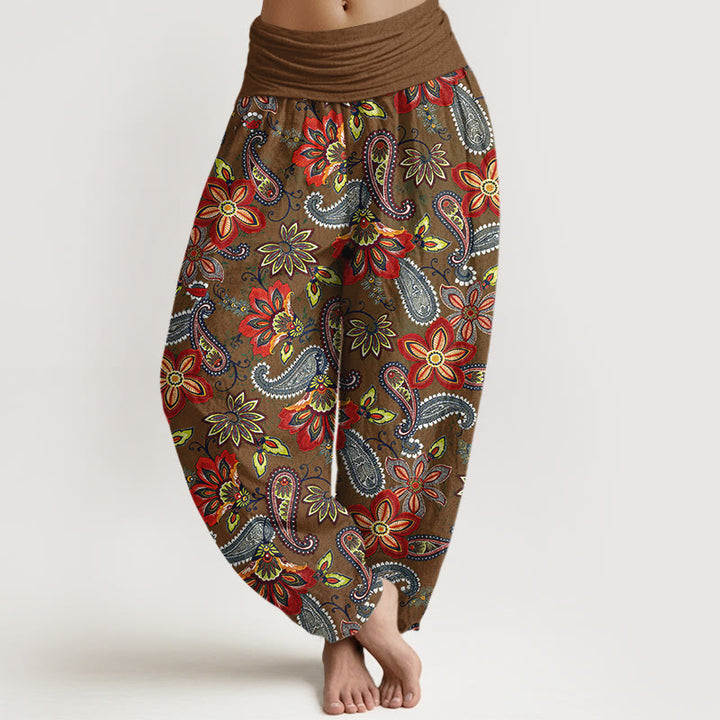 Buddha Stones Pantaloni harem da donna in puro cotone con motivo floreale Paisley e vita elastica - DarkGoldenrod - US16, UK/AU20, EU48 (3XL) - image 8