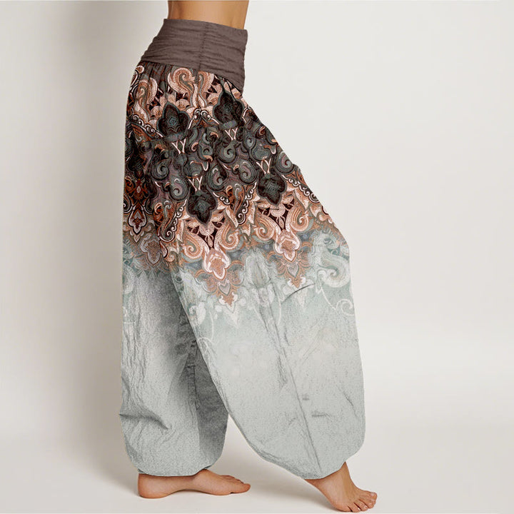 Buddha Stones Pantaloni harem da donna in puro cotone con elastico in vita e fantasia floreale Paisley sfumata. - image 7