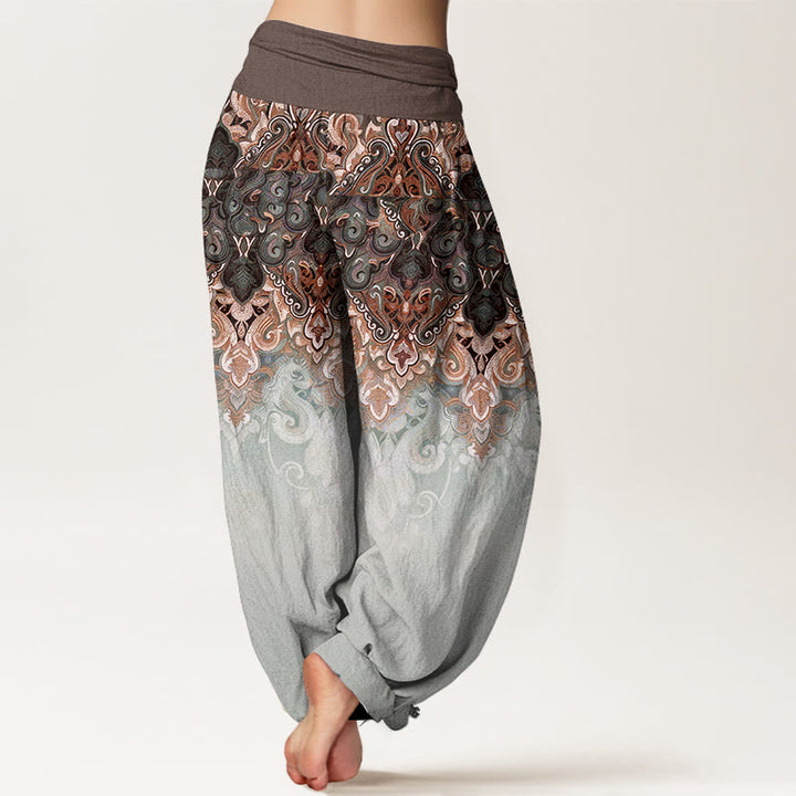 Buddha Stones Pantaloni harem da donna in puro cotone con elastico in vita e fantasia floreale Paisley sfumata. - image 6