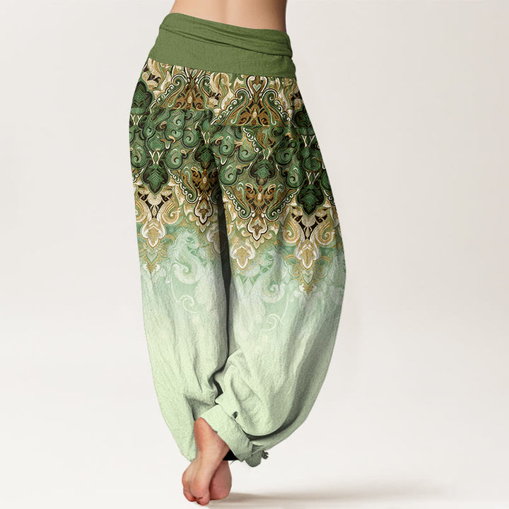 Buddha Stones Pantaloni harem da donna in puro cotone con elastico in vita e fantasia floreale Paisley sfumata. - image 9