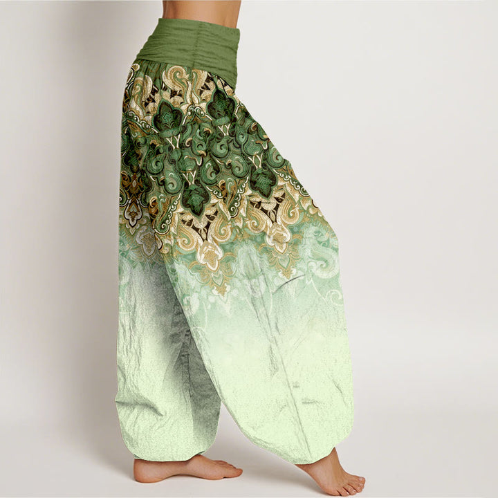 Buddha Stones Pantaloni harem da donna in puro cotone con elastico in vita e fantasia floreale Paisley sfumata. - image 10