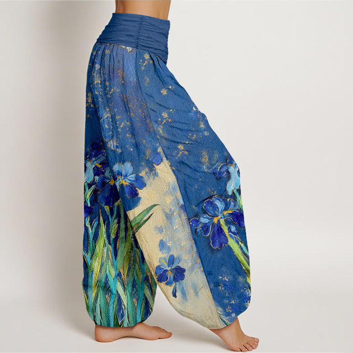 Buddha Stones Pantaloni harem da donna in puro cotone con elastico in vita e fantasia a iris - image 2
