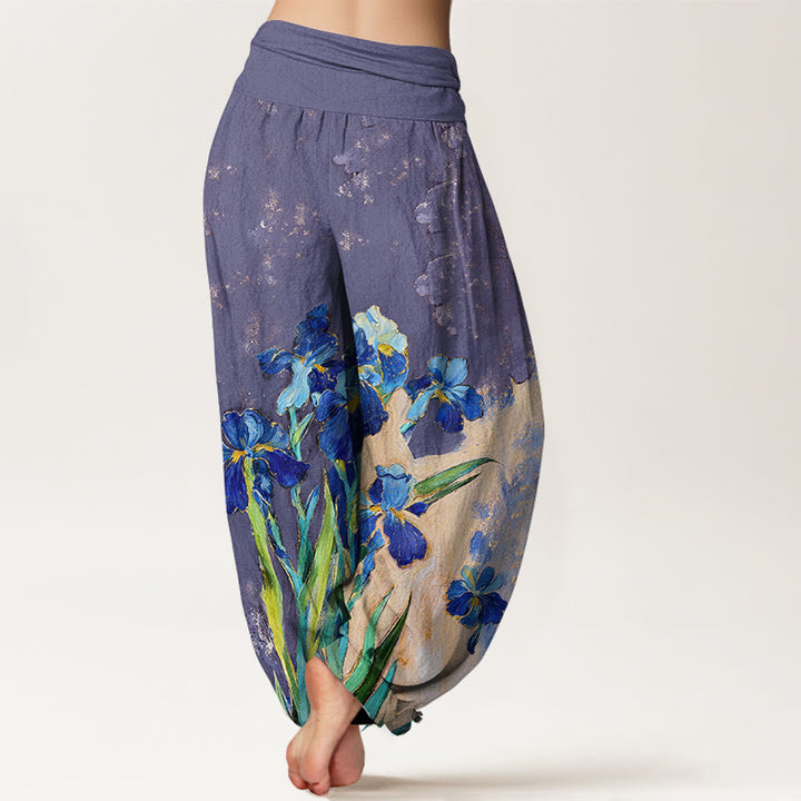 Buddha Stones Pantaloni harem da donna in puro cotone con elastico in vita e fantasia a iris - image 6