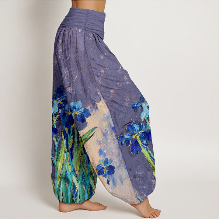 Buddha Stones Pantaloni harem da donna in puro cotone con elastico in vita e fantasia a iris - image 7