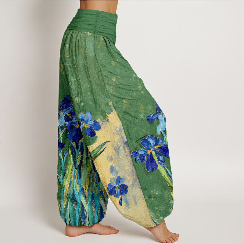 Buddha Stones Pantaloni harem da donna in puro cotone con elastico in vita e fantasia a iris - image 10