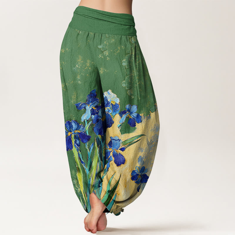 Buddha Stones Pantaloni harem da donna in puro cotone con elastico in vita e fantasia a iris - image 9