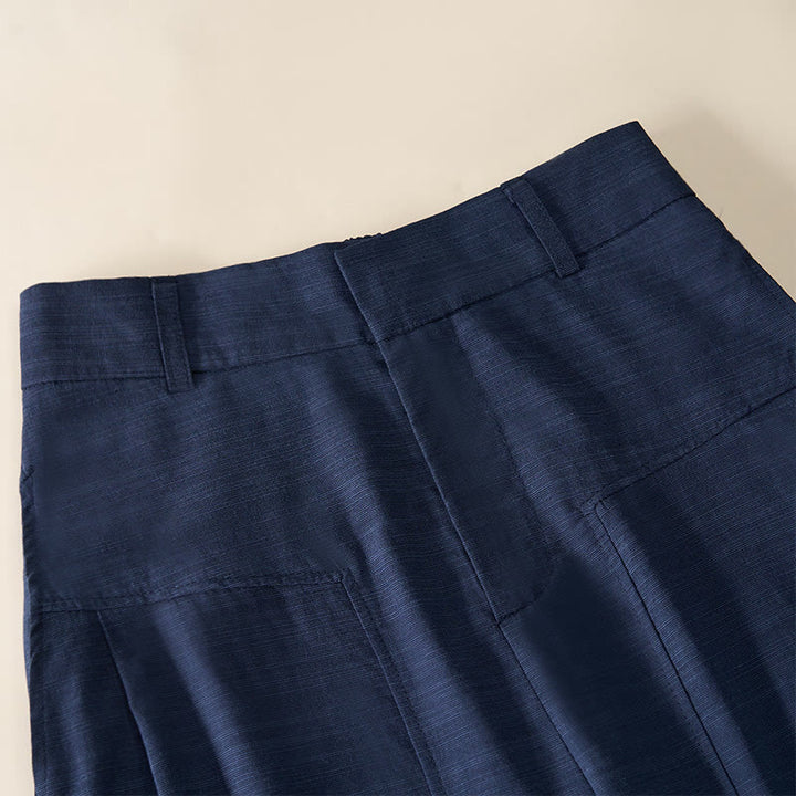 Buddha Stones Pantaloni larghi da donna in cotone con tasche e design semplice con cerniera - image 4