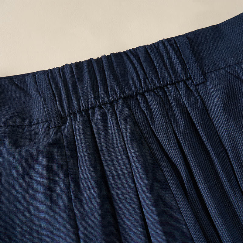 Buddha Stones Pantaloni larghi da donna in cotone con tasche e design semplice con cerniera - image 6