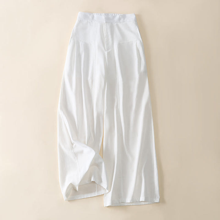 Buddha Stones Pantaloni larghi da donna in cotone con tasche e design semplice con cerniera - image 12