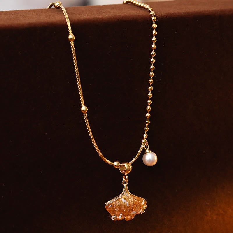 Buddha Stones Collana con ciondolo a forma di perla, color champagne, citrino e rame, perla, a protezione della proprietà. - image 4