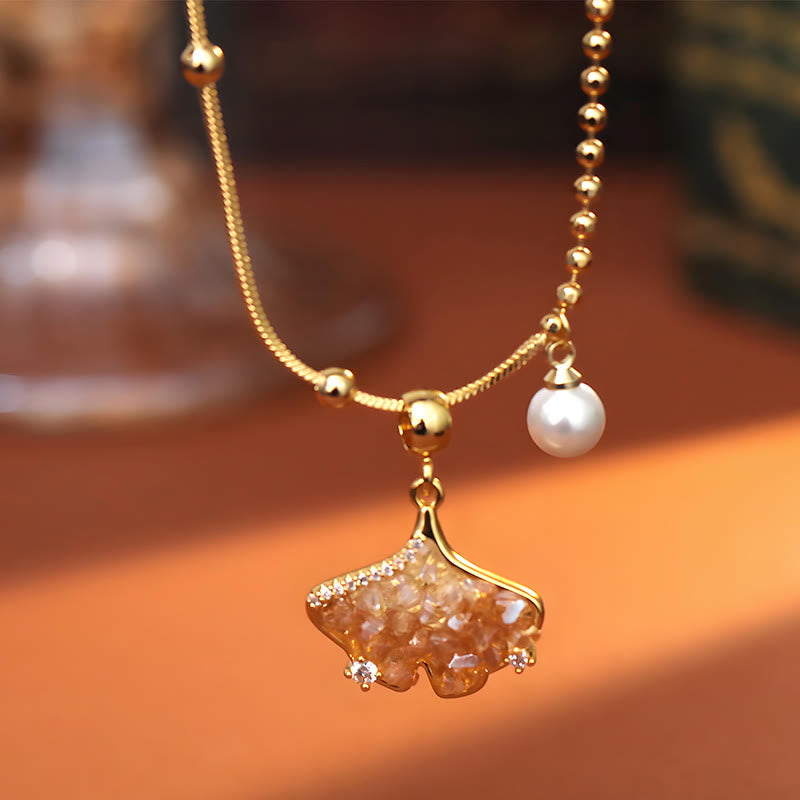 Buddha Stones Collana con ciondolo a forma di perla, color champagne, citrino e rame, perla, a protezione della proprietà. - image 1