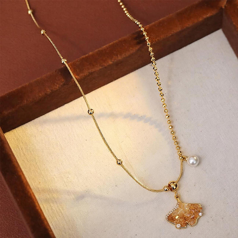 Buddha Stones Collana con ciondolo a forma di perla, color champagne, citrino e rame, perla, a protezione della proprietà. - image 3