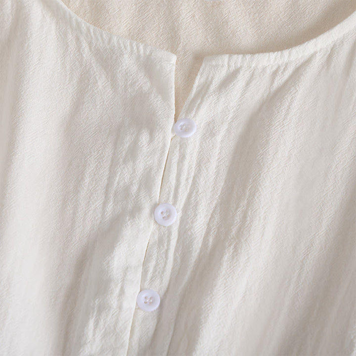 Abito midi da donna con maniche corte, ricamo geometrico con Buddha Stones e tasche - image 4