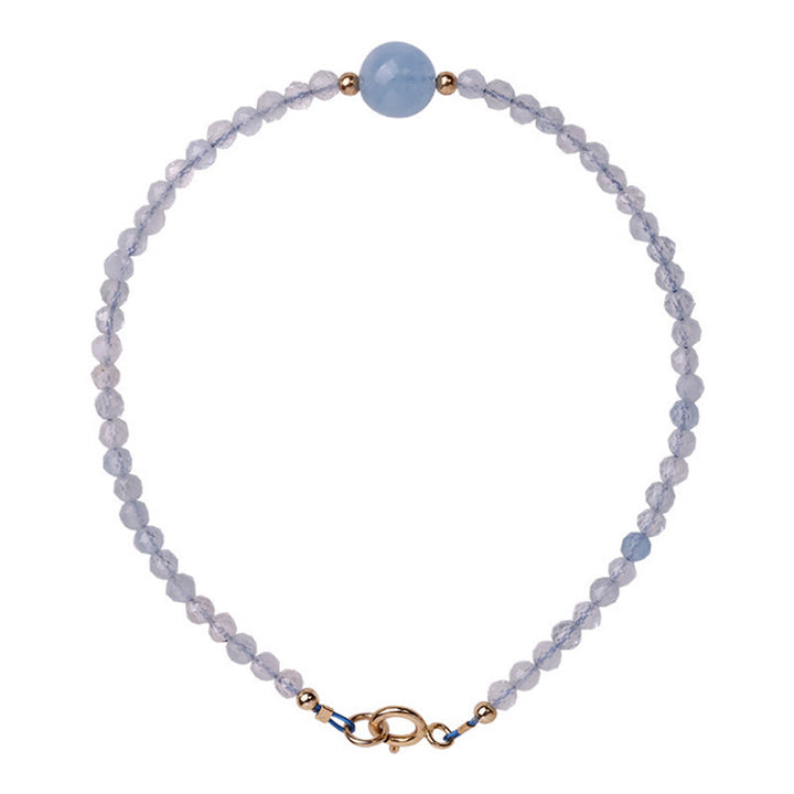 Buddha Stones Bracciale Peace con perline sfaccettate ultrafini da 2 mm di acquamarina naturale. - image 6