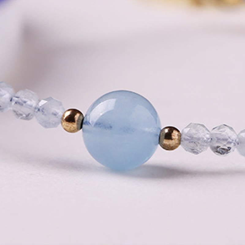 Buddha Stones Bracciale Peace con perline sfaccettate ultrafini da 2 mm di acquamarina naturale. - image 11