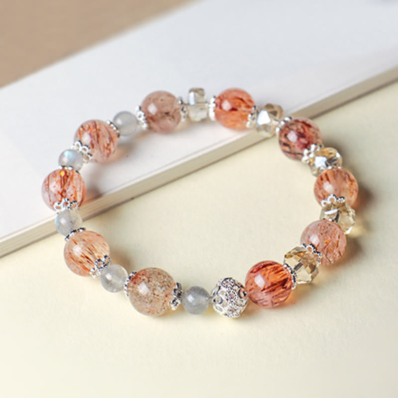 Buddha Stones Bracciale Peace con perline sfaccettate scintillanti di acquamarina naturale Super Seven. - image 6
