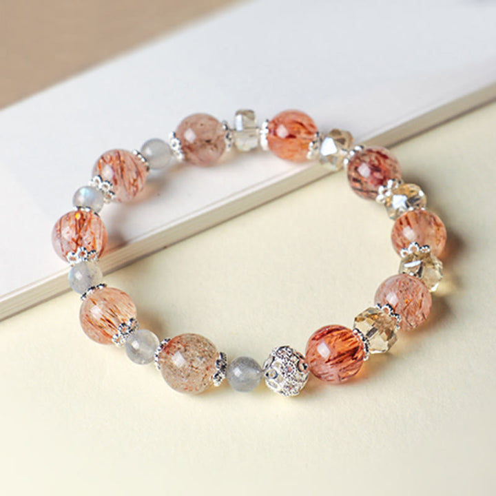 Buddha Stones Bracciale Peace con perline sfaccettate scintillanti di acquamarina naturale Super Seven. - image 6