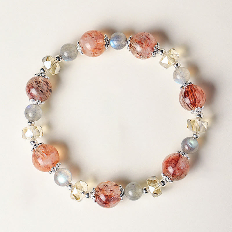 Buddha Stones Bracciale Peace con perline sfaccettate scintillanti di acquamarina naturale Super Seven. - Collana con perline di rame Super Seven Crystal da 10 mm (circonferenza del polso: 14-15 cm) - image 9