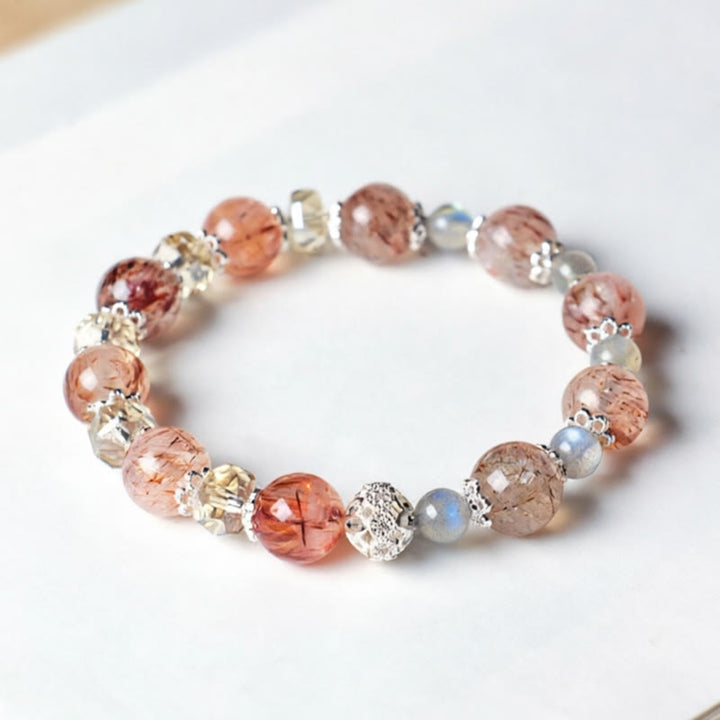 Buddha Stones Bracciale Peace con perline sfaccettate scintillanti di acquamarina naturale Super Seven. - image 7