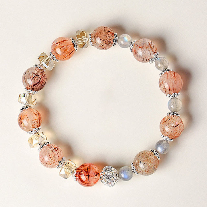Buddha Stones Bracciale Peace con perline sfaccettate scintillanti di acquamarina naturale Super Seven. - Orologio Super Seven Crystal da 10 mm (circonferenza del polso: 14-15 cm) - image 4