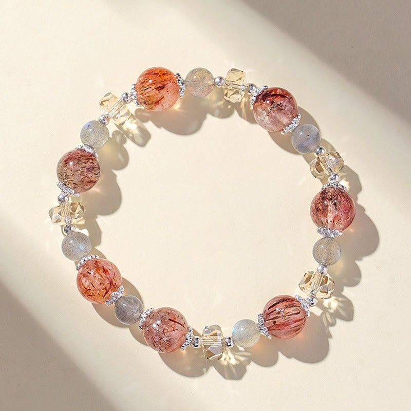 Buddha Stones Bracciale Peace con perline sfaccettate scintillanti di acquamarina naturale Super Seven. - image 10