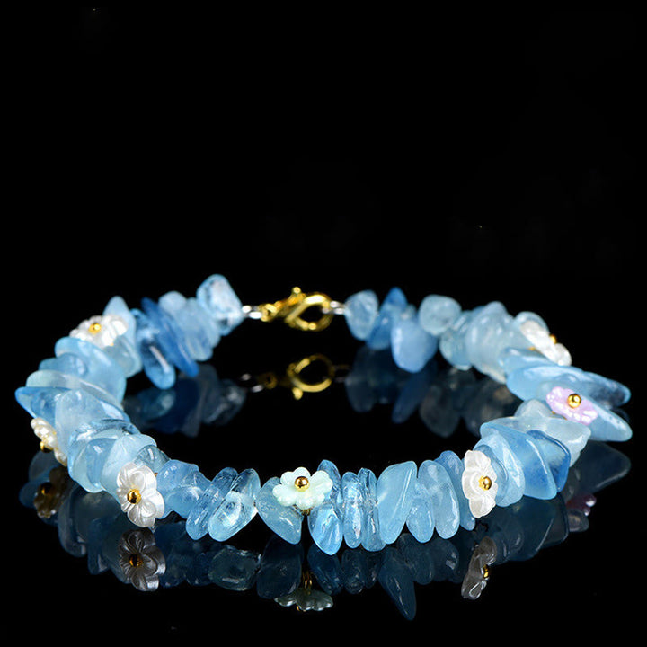 Buddha Stones Bracciale Serenity con Acquamarina Naturale, Peridoto, Quarzo Fragola e Vari Cristalli - Acquamarina (Circonferenza del polso: 14-15 cm) - image 6