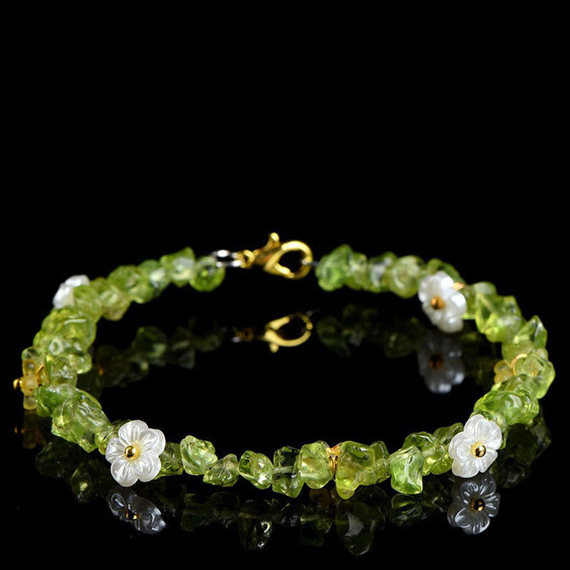 Buddha Stones Bracciale Serenity con Acquamarina Naturale, Peridoto, Quarzo Fragola e Vari Cristalli - Peridoto (Circonferenza del polso: 14-15 cm) - image 12