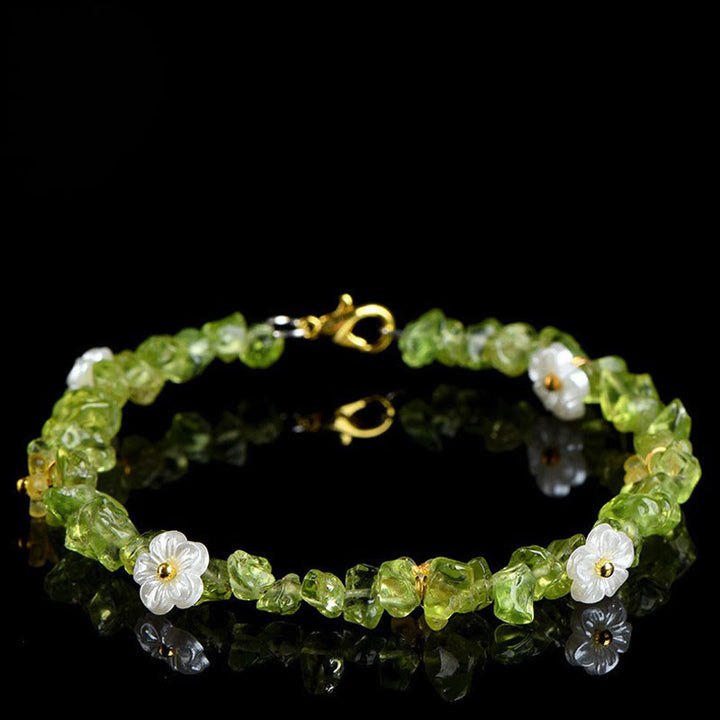 Buddha Stones Bracciale Serenity con Acquamarina Naturale, Peridoto, Quarzo Fragola e Vari Cristalli - Peridoto (Circonferenza del polso: 14-15 cm) - image 12